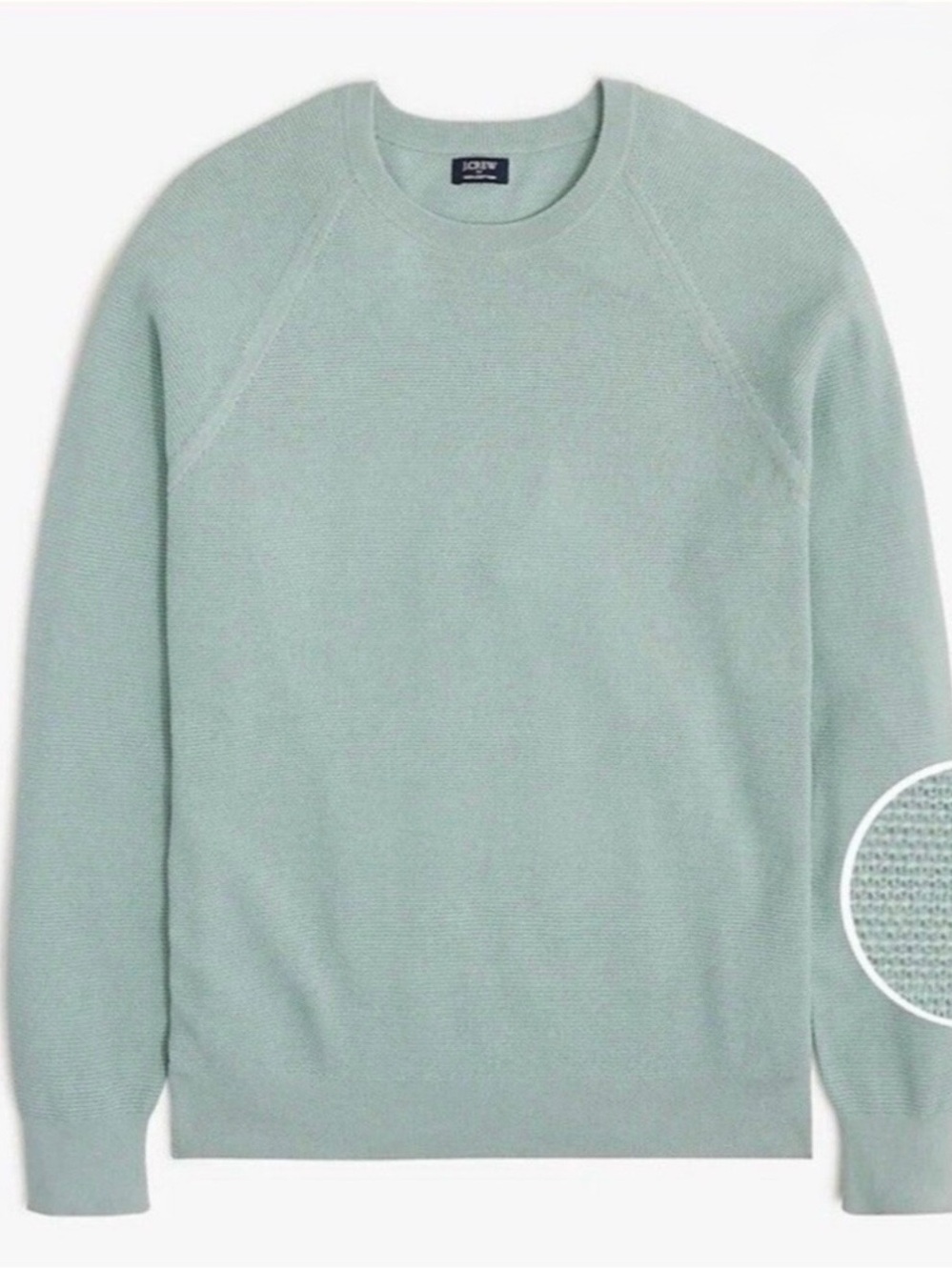 NWT J. Crew Cotton Seed-stitch Crewneck Sweater Cotton Raglan Sleeve Large Green